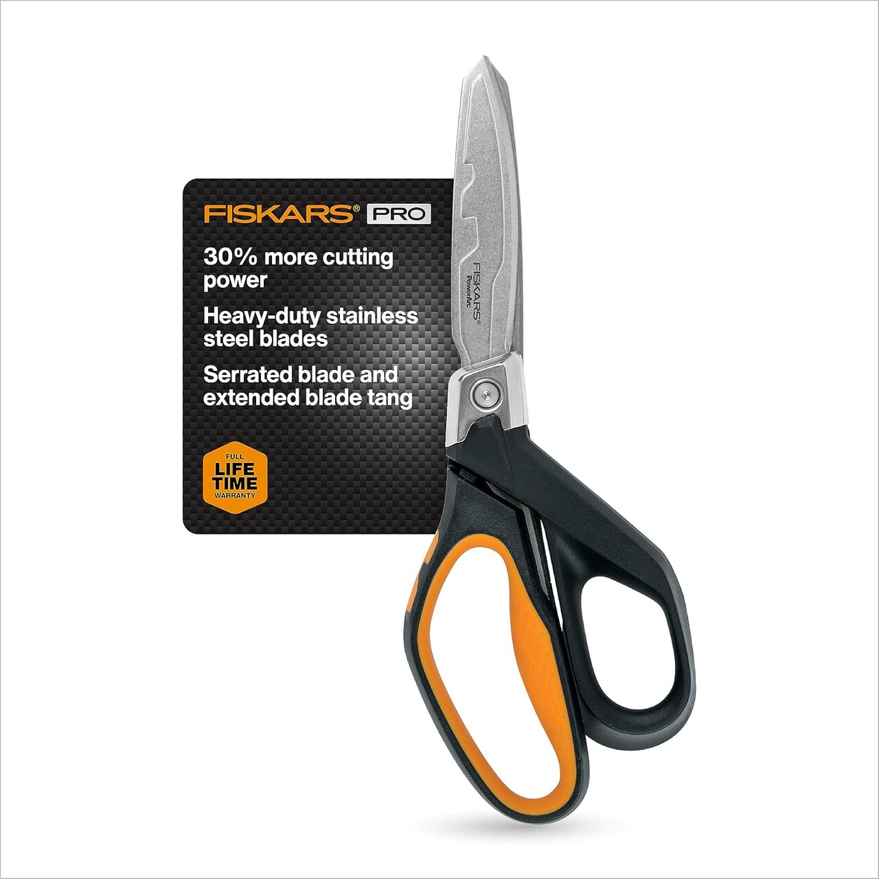 Pro PowerArc Shop Shears, Heavy Duty Stainless Steal Scissor, Industrial Grade Tool for Building and Construction, 10 in, Orange/Black